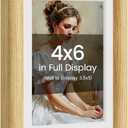 4x6 Picture Frame Natural Oak Wood From California-USA with Real Tempered Glass, Handcrafted 4 x 6 Photo Frame Matted to 3.5 x 5 Wedding Photo,Family Picture,Graduation Picture Display on Table & Wall