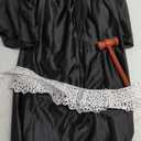 Judge Costume Accessory Robe Lace False Collar Plastic Gavel Round Glasses for Halloween Cosplay Party Favor, Size 36
