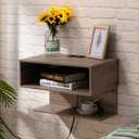 ALIMORDEN Floating Nightstand with Charging Station, Wall Mount Bedside Shelf with Drawer Storage USB Ports and Power Outlets, Small Wall Shelves for Bedroom, Weathered Oak