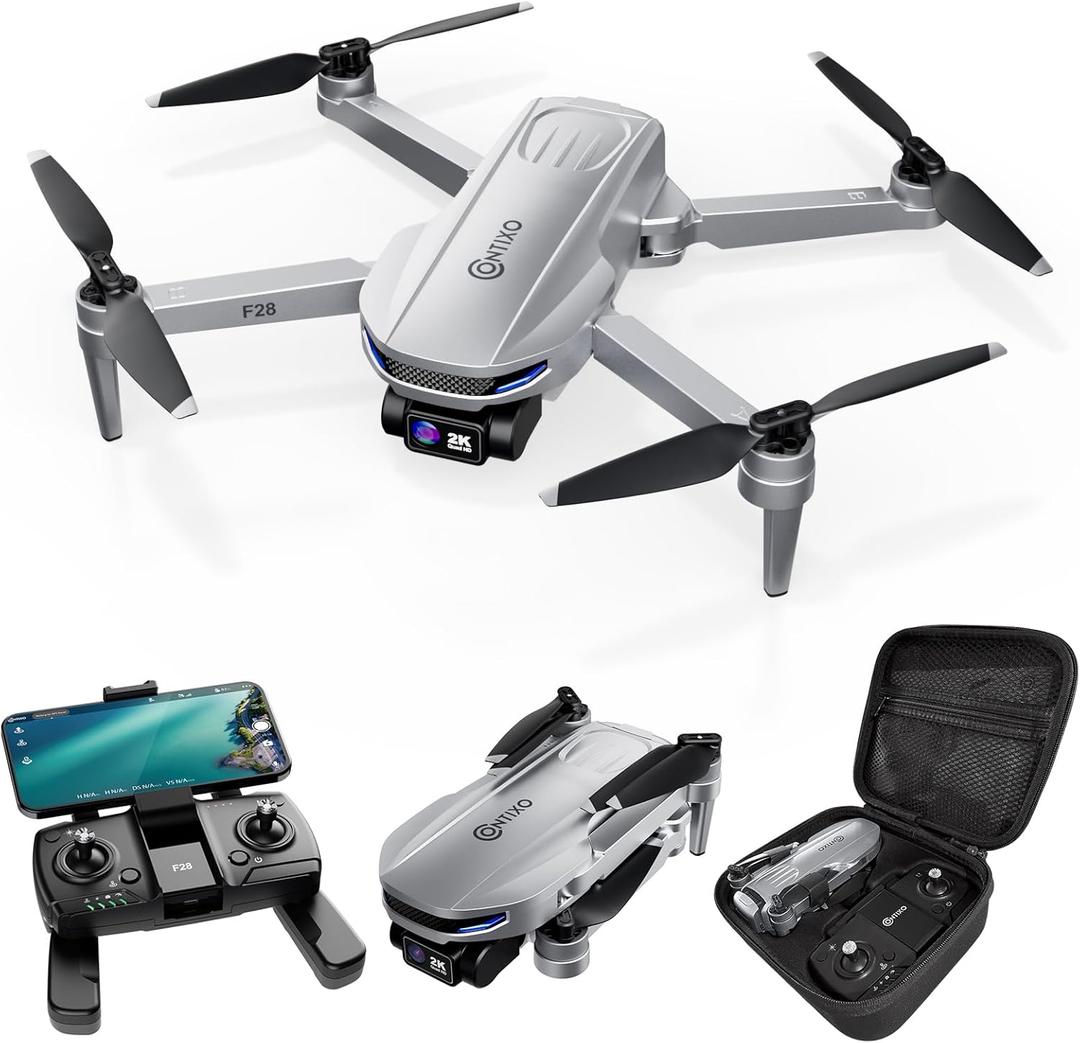 Contixo F28 Camera Drone for Adults, GPS Auto Follow, 26 Min Flight Time, Foldable FPV Drones with One-Button Return, Orbit, Waypoint, Selfie Mode, No FAA Required, Carry Case Included