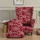 Wingback Chair Cover, Stretch Spandex Wing Chair Slipcovers 2 Piece, Wingback Armchair Sofa Slipcover Super Soft Fabric Furniture Protector with Elastic Bottom for Living Room Bedroom Hotel