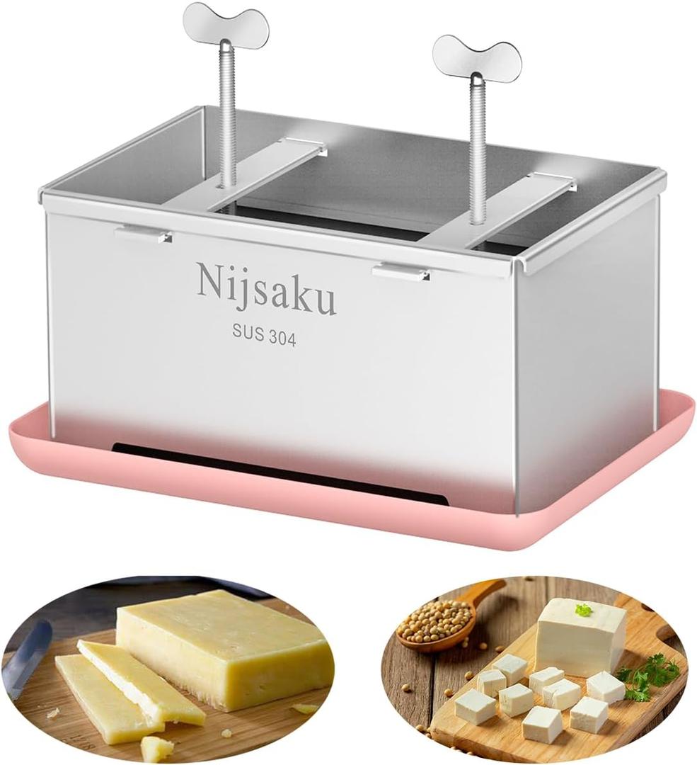 Tofu Press Stainless Steel Tofu Press & Paneer Maker - Cheese Press for Homemade Tofu, Paneer, Vegan Cheese - Heavy Duty with Adjustable Pressure for Firm or Extra Firm Tofu XL (8.67*5.5IN)