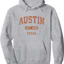Austin Texas TX Vintage Athletic Sports Design Pullover Hoodie, S