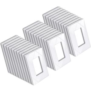 BESTTEN 30 Pack Screwless Decor Wall Plate, USWP6 Snow White Series, 1-Gang Decorator Outlet Cover, H4.69 x W2.91, for Light Switch, Dimmer, GFCI, USB Receptacle, UL Listed (1 Gang 30PK, Standard Size Gloss Snow White)