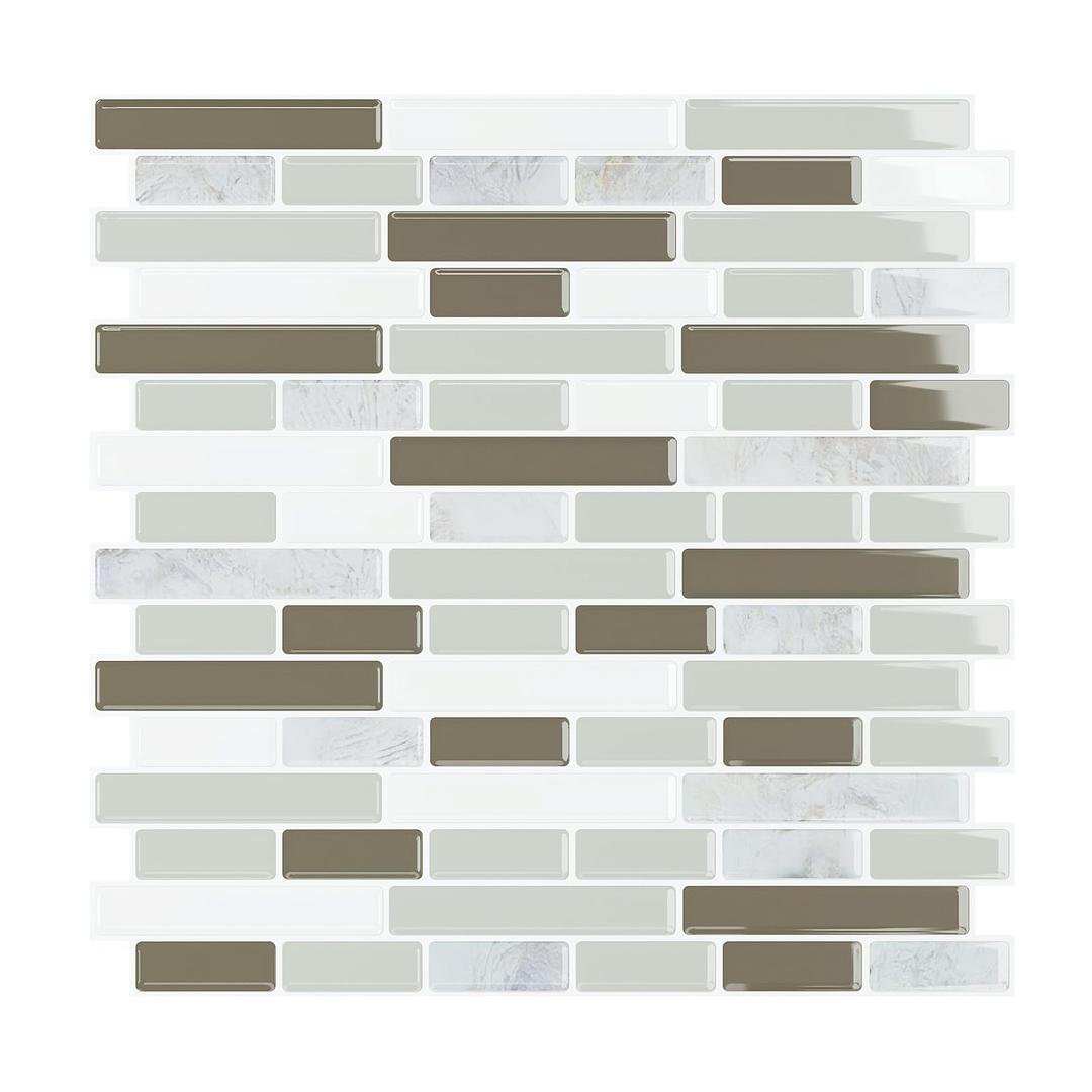 VEELIKE Mosaic Peel and Stick Backsplash Tile Glossy Sage Green Stick on Backsplash Tiles for Kitchen 6 Sheets Self Adhesive Wall Tiles for Bathroom Laundry Room Fireplace RV Renters 12''x12''
