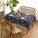 Horaldaily 4th of July Rectangular Tablecloth 60×120 Inch, Patriotic Memorial Day Navy Blue Red Star Independence Day Washable Table Cover for Party Picnic Dinner Decor