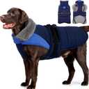 MIGOHI Comfortable Large Dog Coat - Waterproof Dog Coat with Reflective Strips,Windproof  Dogs Jacket with Warm Turtleneck, Snow Coats for Large Dogs,Labrador Golden Retriever, 2XL, DarkBlue