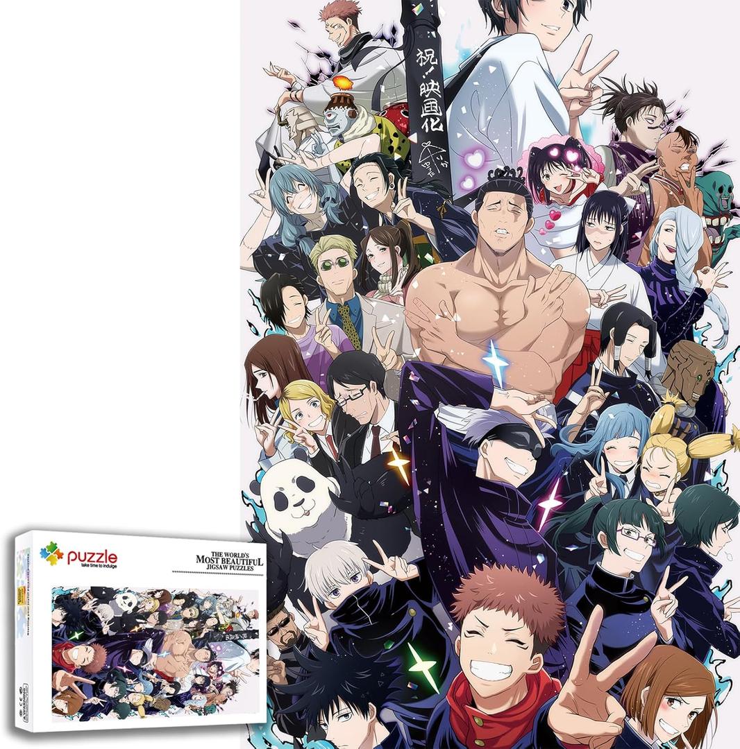 Anime Jigsaw Puzzles for Adults 1000 Pieces Wooden Collage Puzzle Art Teens 29.5x20 in (Jujutsu1)
