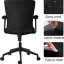 Tallew 4 Pcs Office Chair Covers PU Leather Office Desk Accessories Universal Computer Chairs Cover Stretchable Protective Chair Seat Covers Desk Armrest Cover Slipcovers Rotating Backrest (Black)