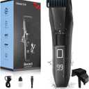 Beatslm Men's Beard Trimmer, 20 Length Adjustable, All-in-One IPX7 Waterproof Clippers, Stainless Steel T-Blade for Precision Facial Hair Trimming with 2 Adjustable Combs, Travel Lock, LED Display