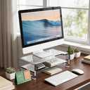 Acrylic Monitor Stand Riser Acrylic Laptop Stand Clear Computer Stand Laptop Riser with Storage Desk Organizer Accessories for Home and Office