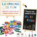 Byvood Double-Sided Magnetic Chalkboard and Whiteboard- Includes Wooden Magnetic Alphabet&Number Letters Kit- Spelling and Learning Toys for Preschool Kids&Toddlers&Children