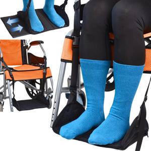 Premium Wheelchair Footrest Hammock, Anti-Slip Foot Sling for Wheelchair Foot Rest Replacement, Adjustable Leg Rest for Rollator w/Rigid Base, Leg Hammock for Walker, Wheelchair Accessories