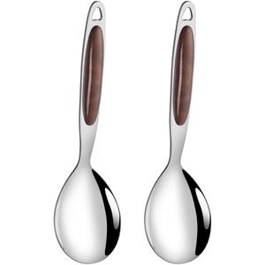 BESTOYARD Stainless Steel Serving Spoons Set – Large Rice & Soup Spoon with Long Handle for Buffet, Kitchen & Restaurant Use – 2-Piece Sturdy Rust-Resistant Food Serving Utensils