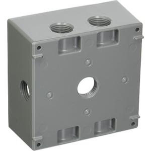 Hubbell-Raco 5338-0 Weatherproof Box, 2 Gang, 31 Cu L X 4-1/2 in W X 2 in D, Gray