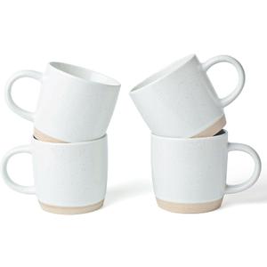 famiware Coffee Mugs for 4, 13 oz Mug Set, Dringking Cup with Handle for Coffee, Tea, Cocoa, Milk, Milkyway Serise, White