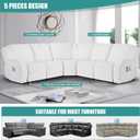 Ruaozz Sectional Sofa Covers Oversized L Shape 5 Seat Recliner Couch Covers - Washable Soft Extra Large Sectional Covers with Pockets (Ivory)