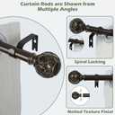 Bronze Curtain Rods for Windows:Farmhouse Boho Decorative Curtain Rod for Bedroom Living Room,Heavy Duty Adjustable Rustic Drapery Rods Set with Vintage Coastal Finials,Antique Bronze 66-120"