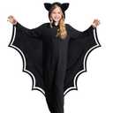 Halloween Kid Bat Costume Glow in the Dark, Bat Wings Costume, Black Jumpsuit... M(10-12YRS)
