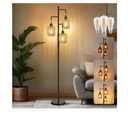 ROTTOGOON Dimmable Boho Floor Lamp - 3 Light Farmhouse Rattan Floor Lamp for Living Room, Industrial Tree Floor Lamps with 3 X 6W LED Bulbs, Rustic Standing Tall Lamp for Bedroom, Office, 68", Black