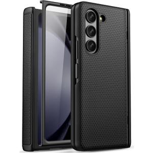 For Samsung Galaxy Z Fold 5 Case with Screen Protector & Hinge Protection, Slim Fit Shockproof Lightweight Durable Hard PC Cover Phone Case for Samsung Galaxy Z Fold 5 5G 2023, Black