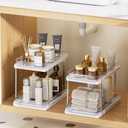 Delamu 2-Tier Bathroom Under Sink Organizers and Storage, Pull Out Cabinet Drawers with Anti-Slip Design, Multi-Purpose Storage for Kitchen, Pantry, Bathroom & Home Organization, White, 2 Pack