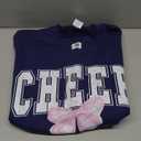 Cheer Coquette Pink Bow Cheerleader Sweatshirt, Navy Blue, XL