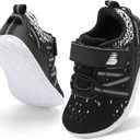 BARERUN Baby Sneakers Toddler Shoes Soft Anti-Slip Sole Newborn First Walkers Infant Toddler Breathable Athletic Running Shoes (Black)