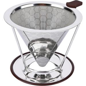 Pour Over Coffee Dripper, Pour-over Filters with 800 Mesh Steel Mesh Optimize Extraction For Rich Coffee Flavor, Stainless Steel Filter, Paperless Pour-over