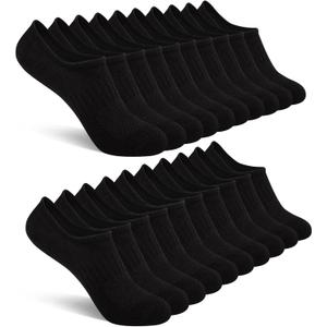 Comfoex 10 Pairs No Show Boys Socks Cotton Mesh Non Slip Low Cut Invisible Athletic Socks For Kids, Black 10 Pairs, 7-10 Years