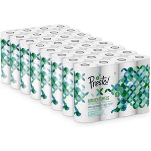 Presto! TAD Kitchen Towel, Extra Absorbent, 32 Rolls (8 Packs of 4), 51 Sheets Per Roll, Spin and Reusable, FSC Certified, White