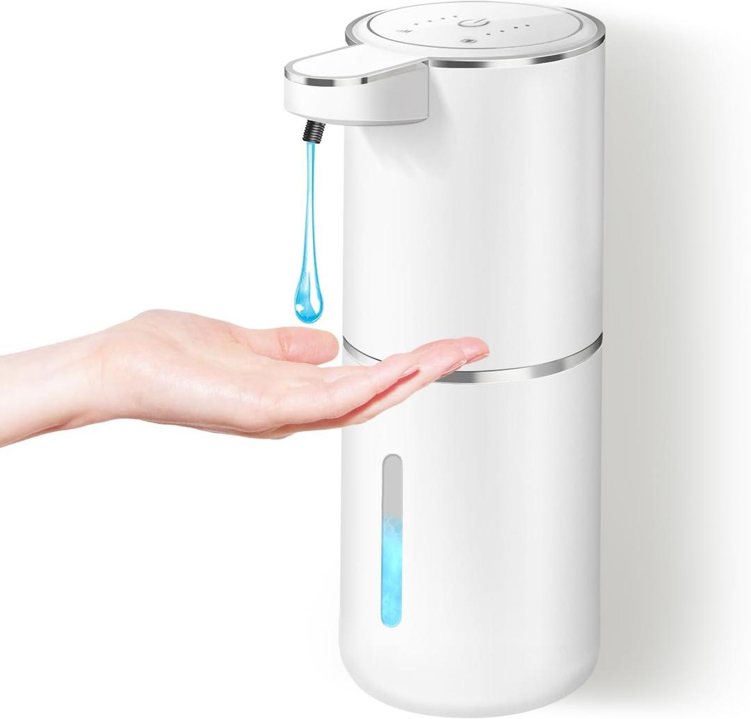 Automatic Soap Dispenser Wall Mounted USB C Rechargeable Electric Soap Dispenser with Sensor 4 Levels Adjustable White for Bathroom Kitchen
