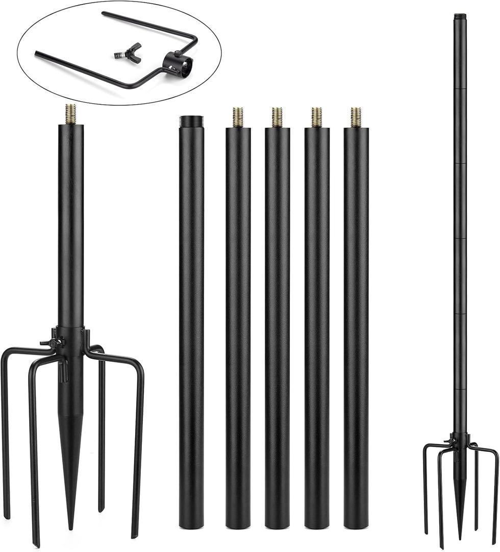 Bird Feeder Pole Kit 79.2 Inches, Bird House Pole for Outdoors Heavy Duty, 5 Base Prongs Adjustable Bird Feeder Stand for Bird House, Suitable for BF002A