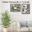 4x6 Photo Collage Frame 8 Openings Wooden, 13.5x17.5 Multi Picture Frame Collage Wall Decor, Black Frame with White Mat, Solid Pine Wood
