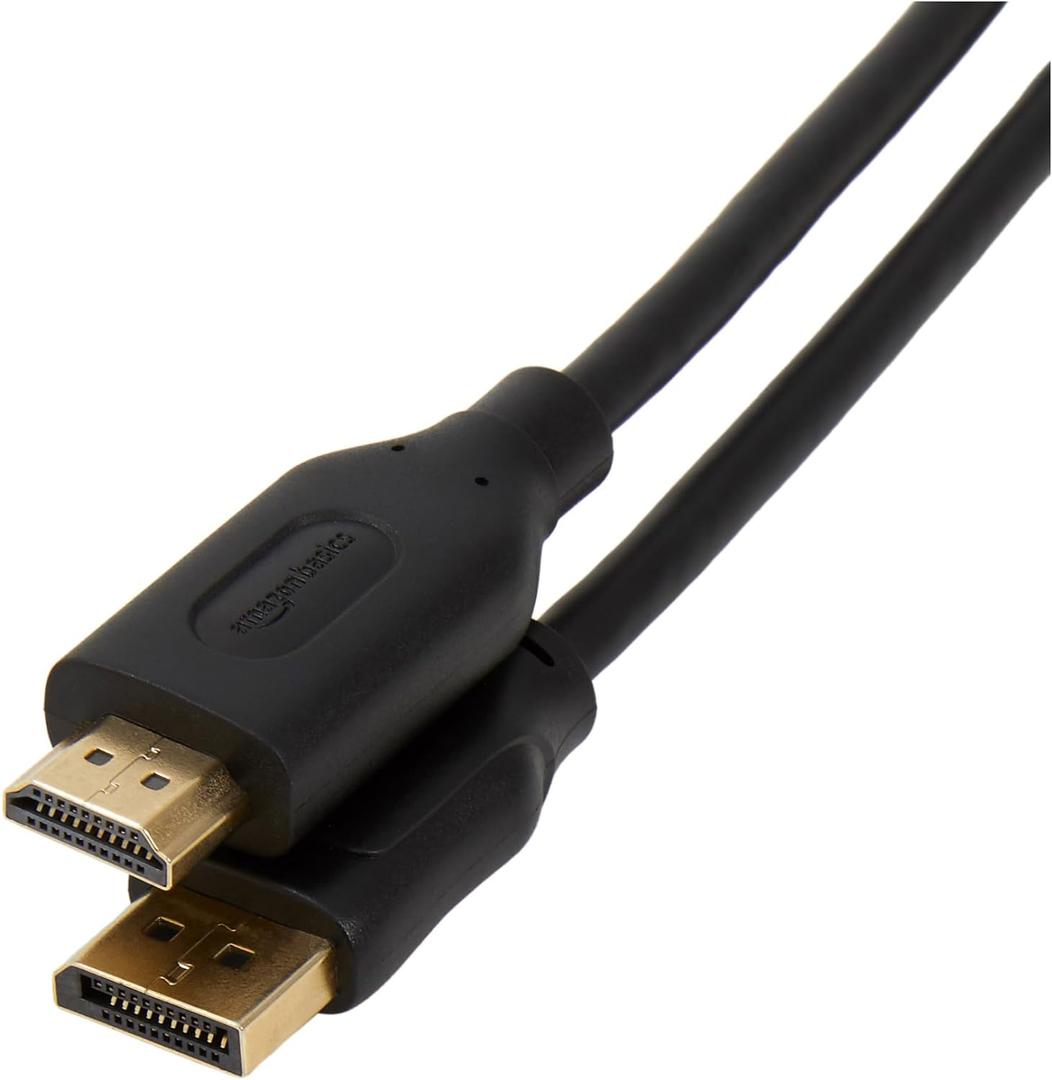 Amazon Basics DisplayPort to HDMI Display Cable, Uni-Directional, 4k@30Hz, 1920x1200, 1080p, Gold-Plated Plugs, 10 Foot, Black