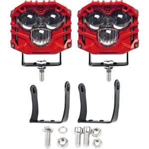 2.5inch LED Pod Lights Three-Eye 30W LED Fog/Driving/Off Road Lights Cube Spot Pods Light DT Connector for Truck Boat ATV UTV Pickup (2pcs Red)