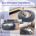 rabbitgoo Cat Beds for Indoor Cats, 20 inches Cat Bed Machine Washable, Fluffy Round Pet Bed Non-Slip, Calming Soft Plush Donut Cuddler Cushion Self Warming for Small Dogs Kittens, Dark Grey, Medium