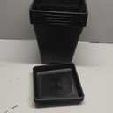 Plastie Square Planter Pots. Modern Nursery Flowerpot with Drainage Hole and Saucer,BLACK