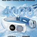 Portable Neck Fans that Blow Cold Air, Wearable Bladeless Neck Fan, Rechargeable 360Personal Fan Neck Cooler, 3-Speed, LED Display, 4000mAh, Type-C Port, For Travel, Outdoor, Birthday Gift for Women