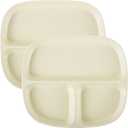 OMISTAR 2 Pcs Portion Control Plates, 8.5" Ceramic Divided Plates for Adults, Rectangles Porcelain Dinner Diet Plate, Milkyellow Ceramic Plate for Balanced Meals, Diabetes and Weight Loss Diet