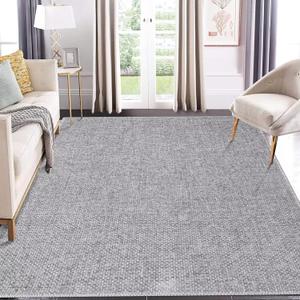 8x10 Area Rug for Living Room Machine Washable Area Rug Modern Solid Textured Rug Chenille Indoor Carpet Easy-Cleaning Foldable Rug Boho Non-Slip Throw Carpet for Bedroom Light Grey