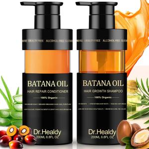 Batana Oil Shampoo and Conditioner Set - for Hair Growth,Thickening & Hydration,Sulfate Free - Fights Hair Loss & Clarifies Scalp - for Men & Women (6.8 Fl Oz×2)