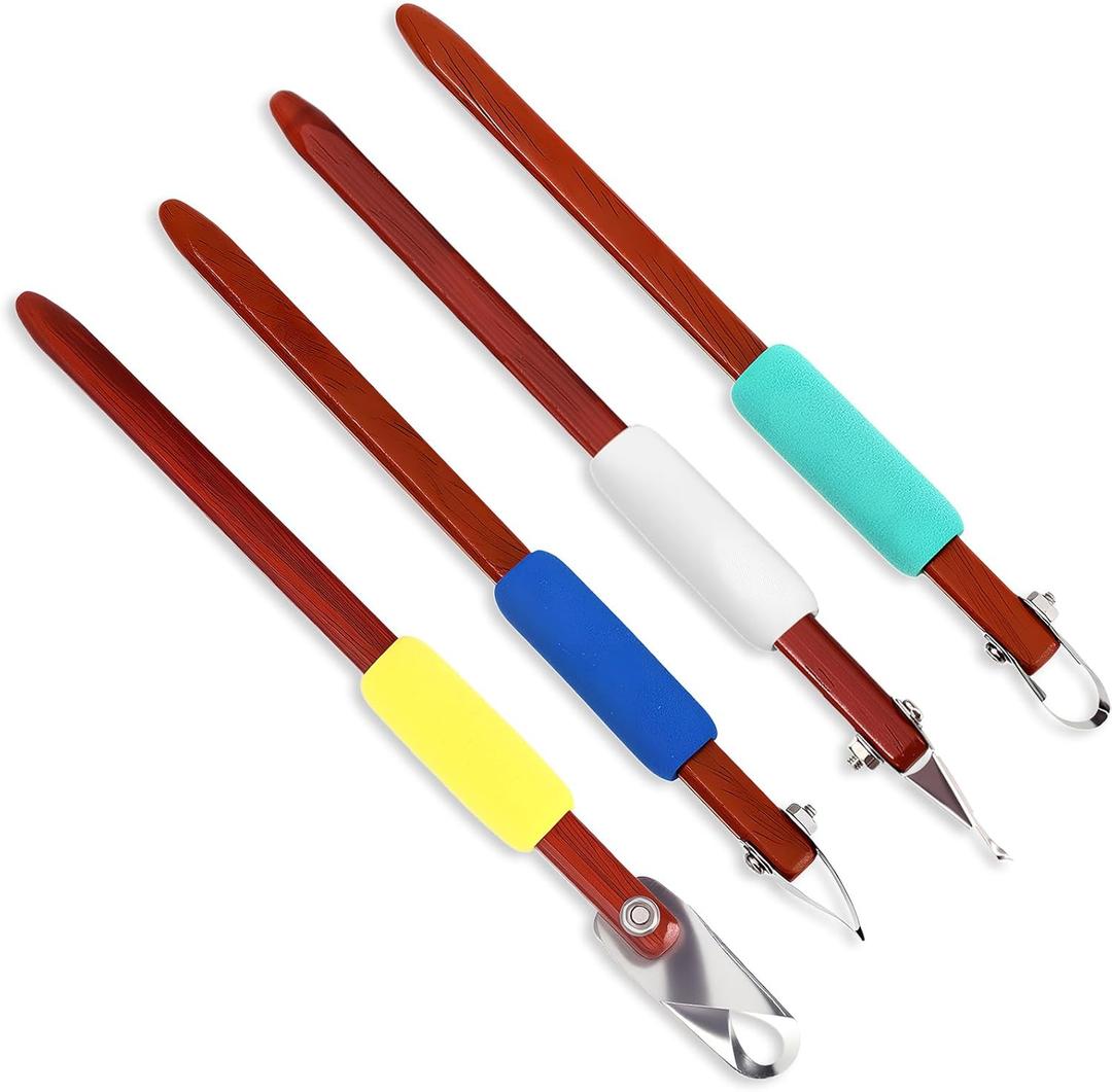 Lanties 4 Pcs Pottery Carving Tool Set Sculpture Scraper Craft Modelling Tools Red Pear Wood Texture Handle with Stainless Steel Blade for Clay Carving, Ceramic Sculpting, Graffito (Classic Color)