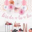 Pink Rose-Gold Bridal-Shower Party-Decorations Streamers - 17pcs Kits Bride To Be Banner Garland,Bachelorette Wedding Paper Tissue Pom Poms Fan,Honeycomb Lanterns Decor Panduola