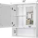 TaoHFE Medicine Cabinet, Medicine Cabinets for Bathroom with Mirror 2 Doors 3 Open Shelf, Bathroom Cabinet Wall Mounted Wooden Storage Over Toilet Laundry Room Kitchen