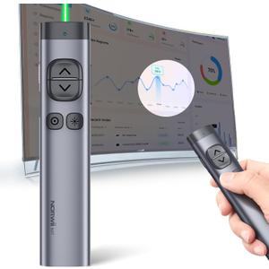 NORWII N97s TV Screen Presentation Clicker for powerpoint presentations, powerpoint clicker, Presentation Rremote, Bluetooth Wireless Presenter, Digital Pointer for TV Screen Under Win/mac,Metal Case (BLE&USB A-32G-green)