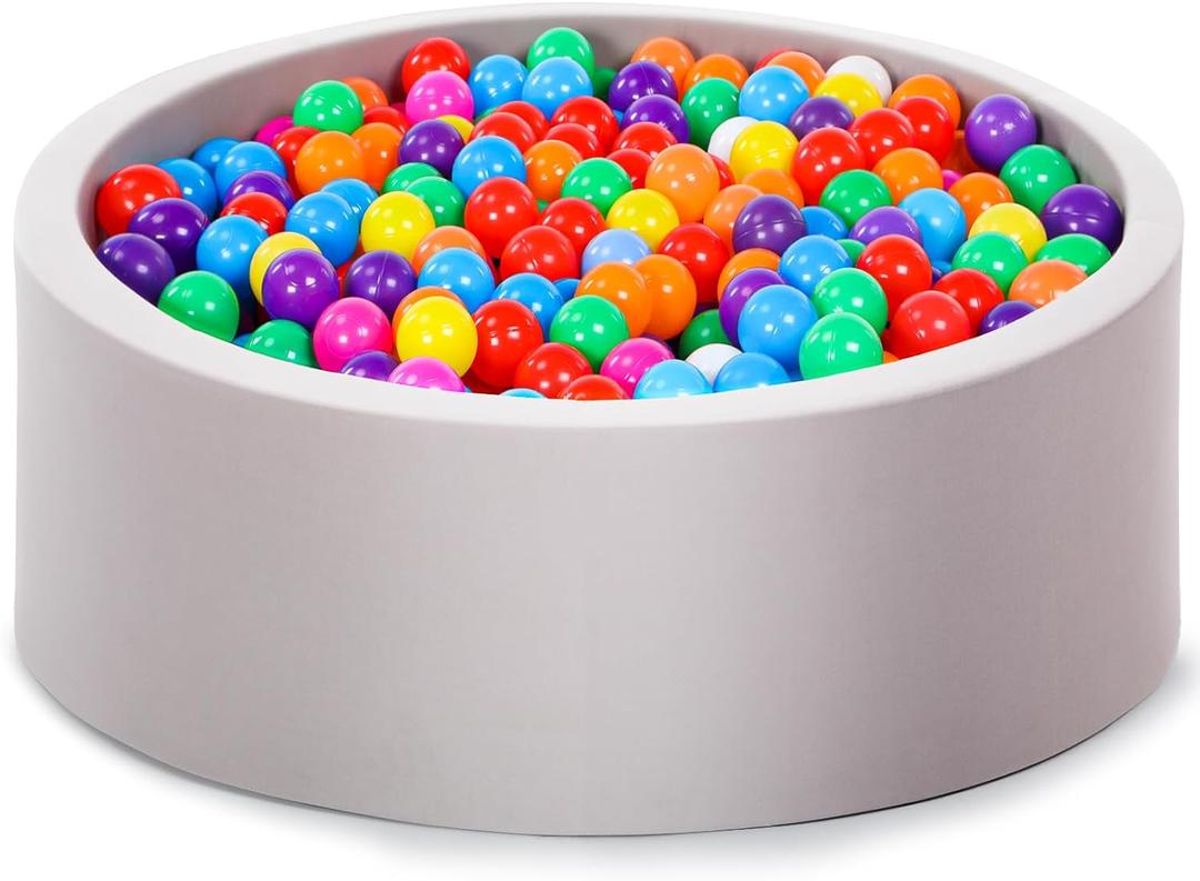 Foam Ball Pit for Toddlers, Large Baby Ball Pit for Babies with Soft Memory Sponge, Indoor Outdoor Baby Playpen, Kids Play Ball Pool, Gift Toys for Infants Boys and Girls (Gray, NO Balls)