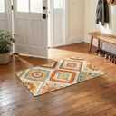 Boho Floral Geometric Doormat, Non-Slip Front Door Mat for Entryway, 30x17 inch