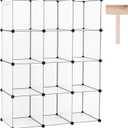 C&AHOME Cube Storage Organizer, 12-Cube Closet Cabinet Organizer, DIY Cube Shelf, Plastic Stackable Bookshelf, Modular Shelving Units Ideal for Home, Office, 36.6" L x 12.4" W x 48.4" H White SHS3012A