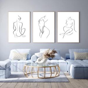 Minimalist Line Wall Art Woman Body Outline Wall Art Prints Women Figure Drawing Painting Body Line Art Wall Decor Female Wall Art Abstract Woman Silhouette Canvas Aesthetic 16x24x3 Inch Unframed, 1 PCS